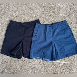 Set of 2 J. Crew 7" heritage chino short size 8 Navy & Cobalt Berry